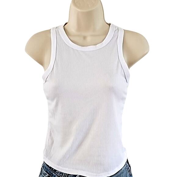 Olivia Rae White Ribbed Crew Neck Tank Top Women’s Size Small NWOT Fitted - Picture 2 of 7